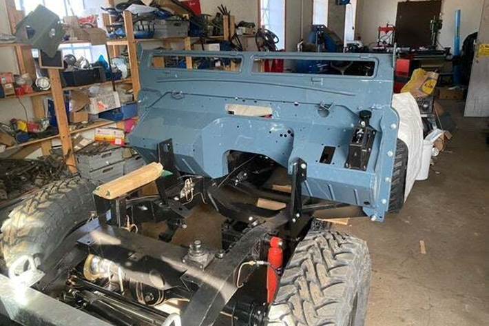 Gul Land Rover Serie II fra 1958 set udefra