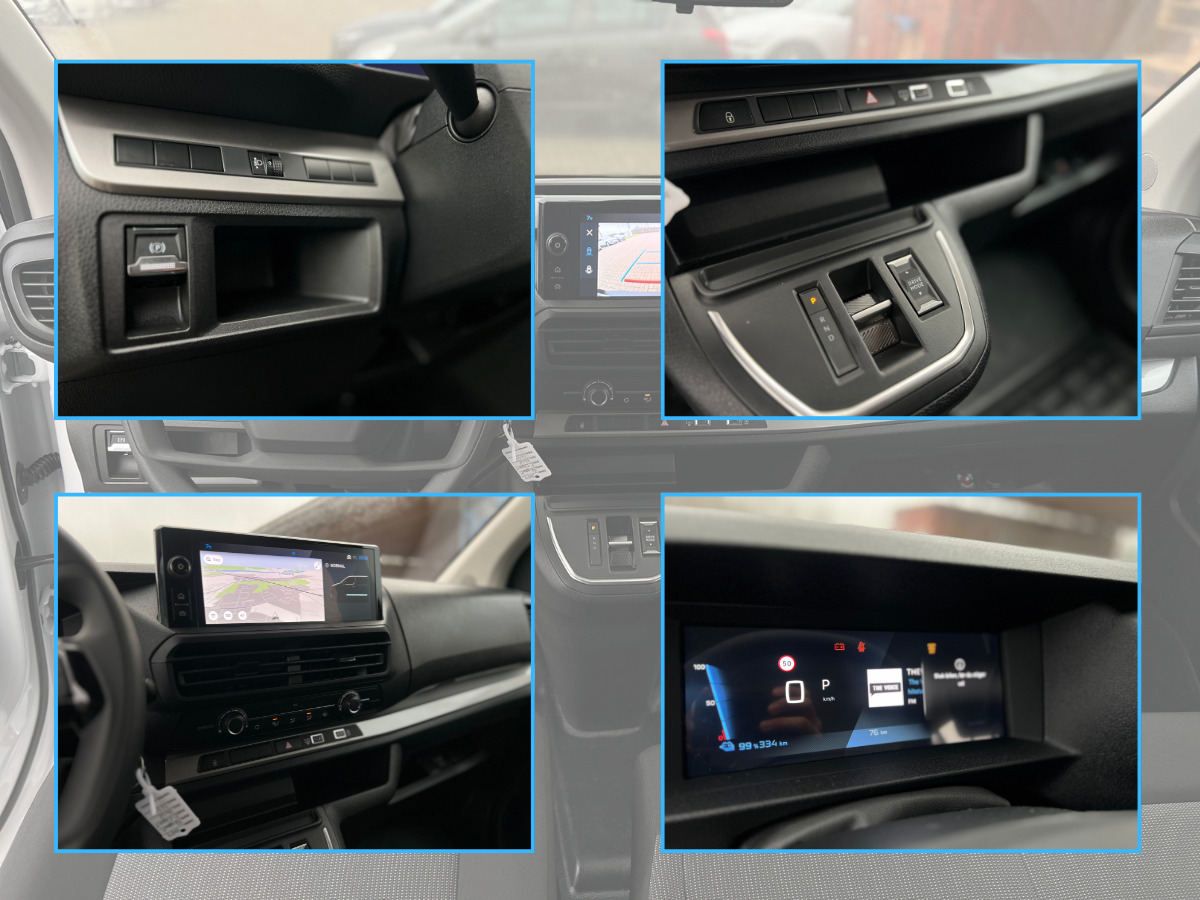 Hvid Peugeot e-Traveller fra 2024 set indefra