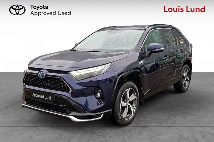 Blå Toyota RAV4 Plug-in fra 2022 set udefra
