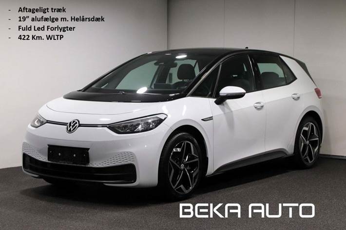 Hvid VW ID.3 fra 2022 set udefra