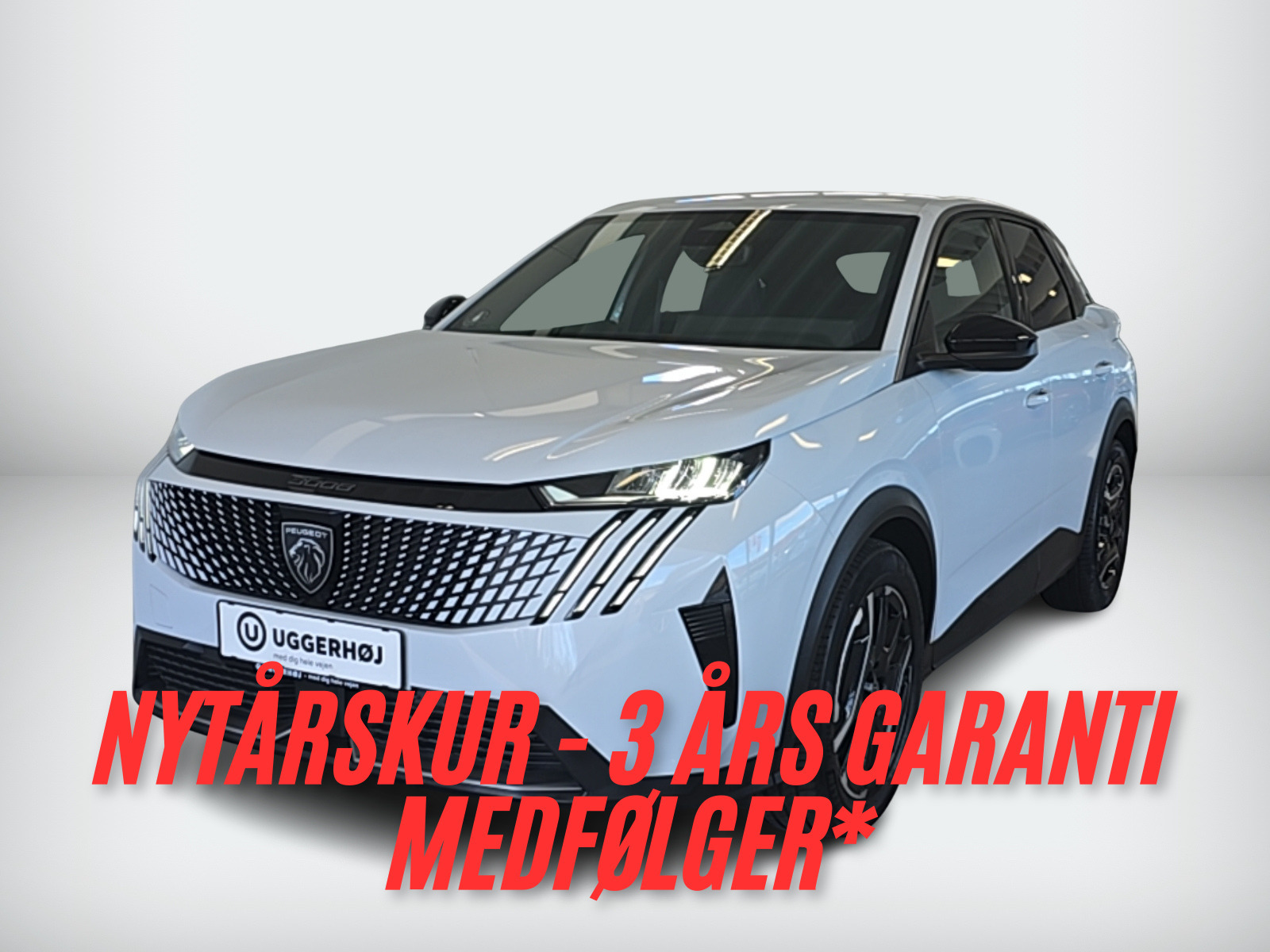 Hvid Peugeot e-3008 fra 2024 set udefra