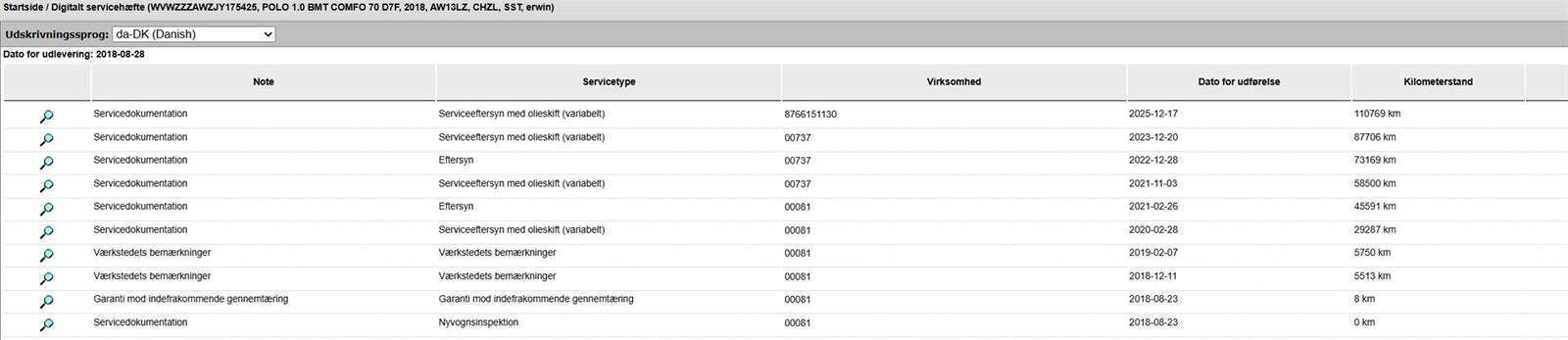Grå VW Polo fra 2018
