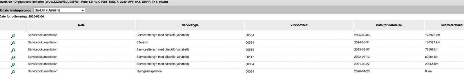 Grå VW Polo fra 2020