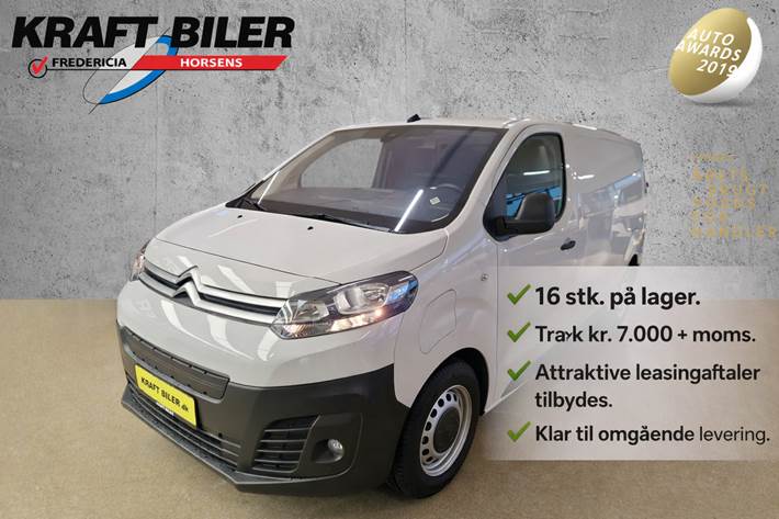 Hvid Citroën e-Jumpy fra 2023 set udefra