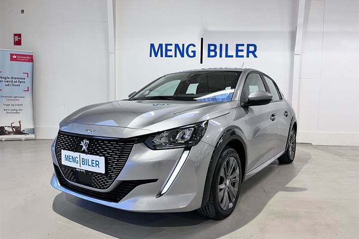 Grå Peugeot e-208 fra 2021 set udefra