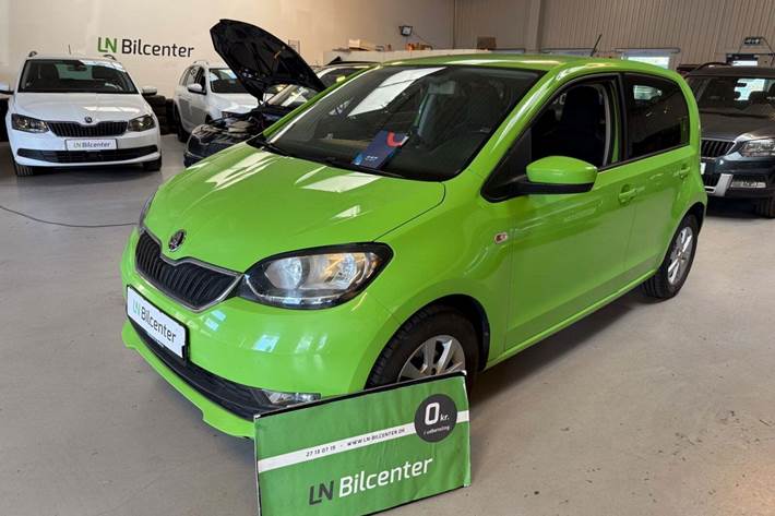 Grøn Skoda Citigo fra 2019 set udefra