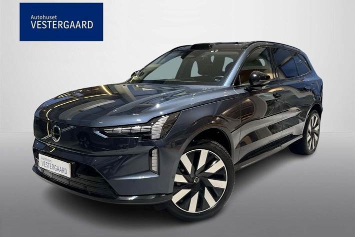 Blå Volvo EX90 fra 2025 set udefra