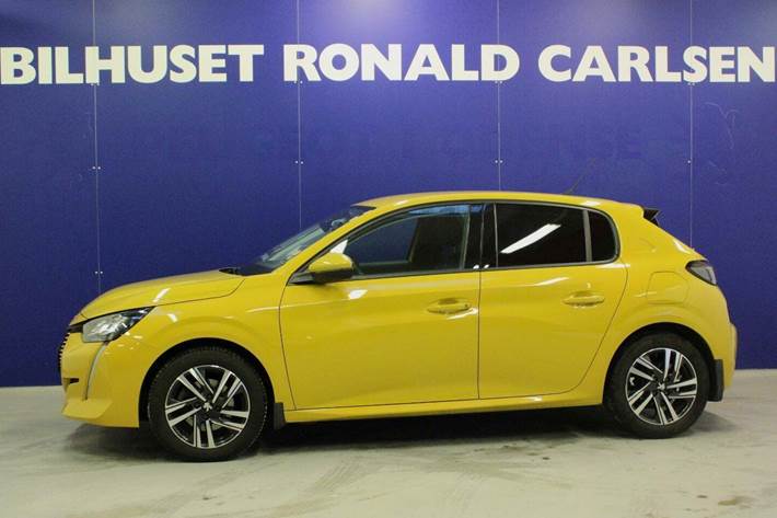 Gul Peugeot 208 fra 2022