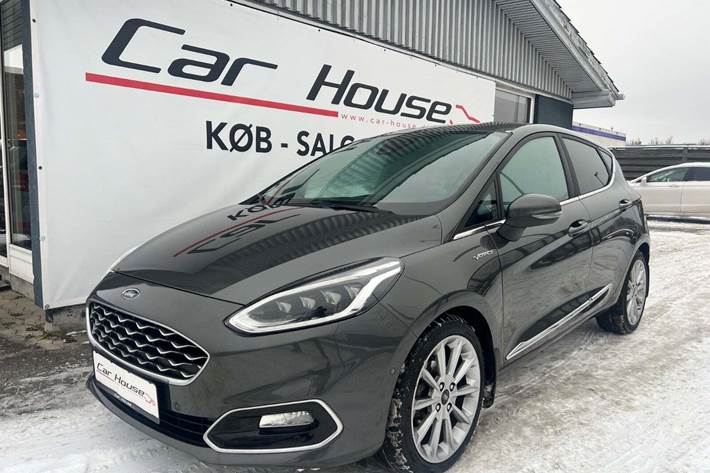 Grå Ford Fiesta fra 2018 set udefra