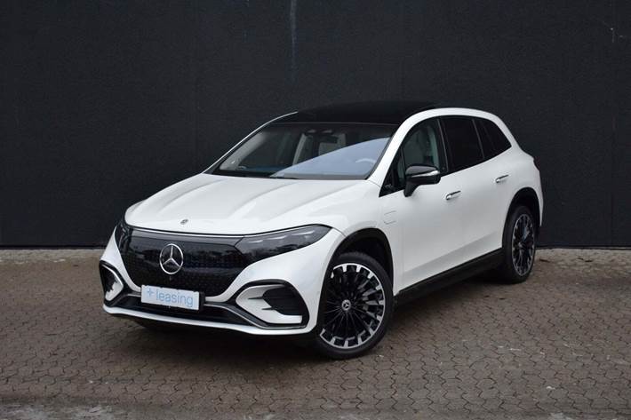 Hvid Mercedes EQS580 fra 2023 set udefra