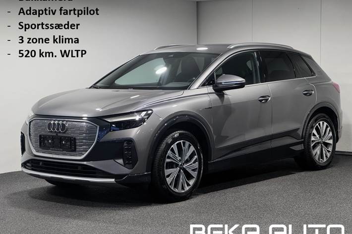 Grå Audi Q4 e-tron fra 2023 set udefra