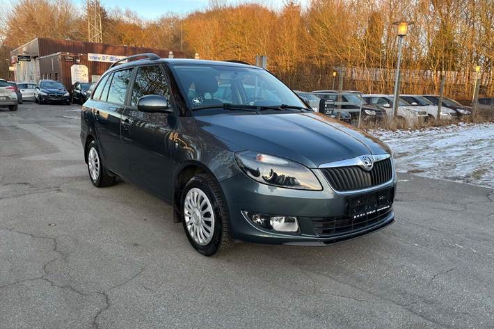 Grå Skoda Fabia fra 2015 set udefra