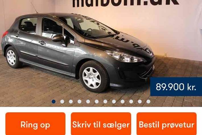 Grå Peugeot 308 fra 2009