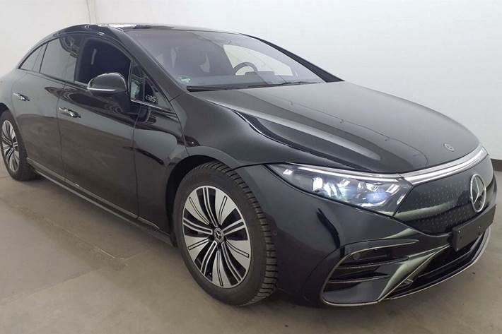 Sort Mercedes EQS450+ fra 2023 set udefra