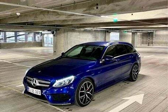 Blå Mercedes C200 d fra 2016