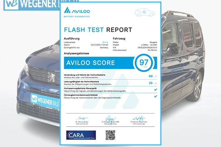 Blå Peugeot e-Rifter fra 2023