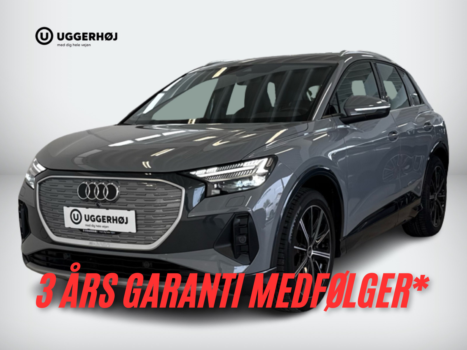 Grå Audi Q4 e-tron fra 2022 set udefra