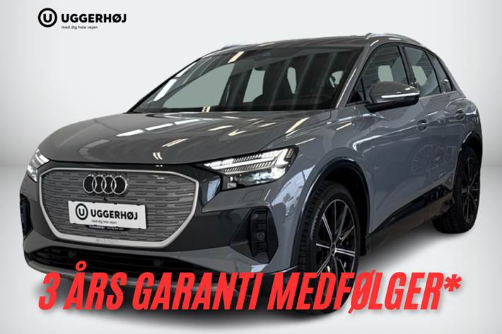 Grå Audi Q4 e-tron fra 2022 set udefra