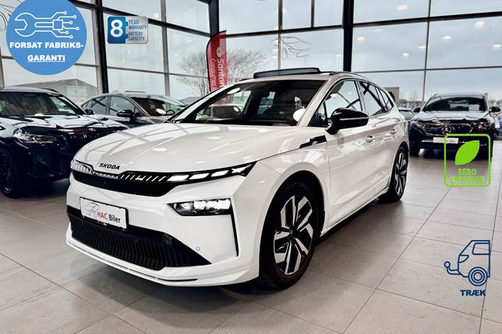 Hvid Skoda Enyaq fra 2026 set udefra