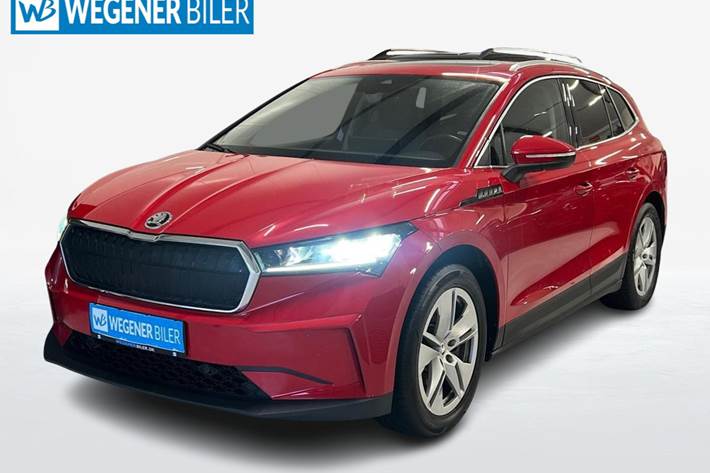 Rød Skoda Enyaq fra 2021 set udefra