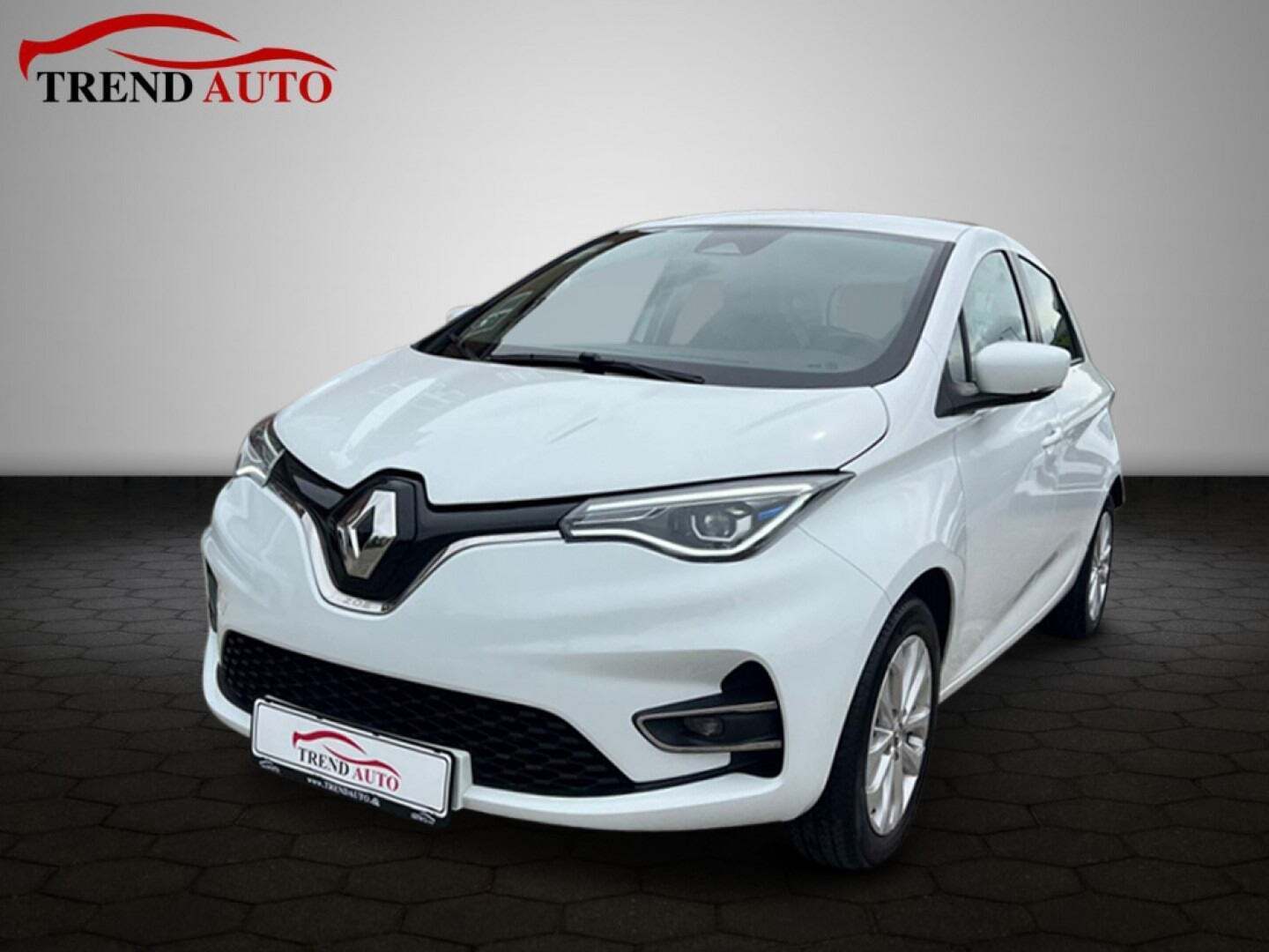 Hvid Renault Zoe fra 2020 set udefra