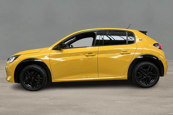 Gul Peugeot e-208 fra 2020