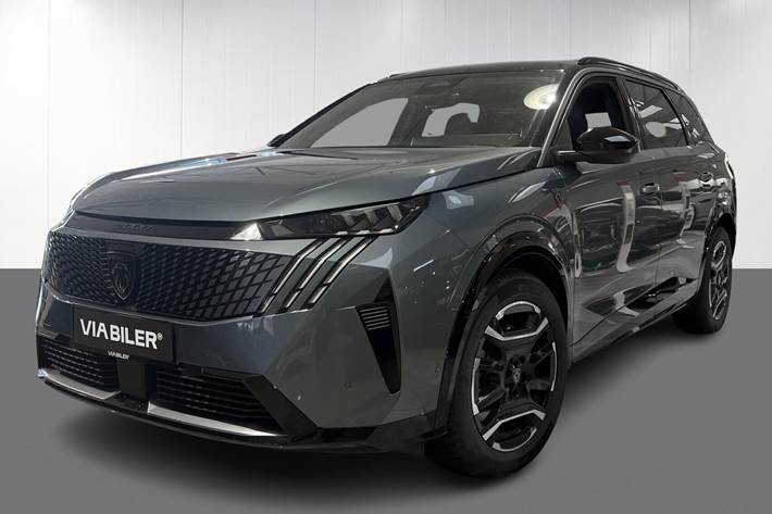 Blå Peugeot e-5008 fra 2024 set udefra