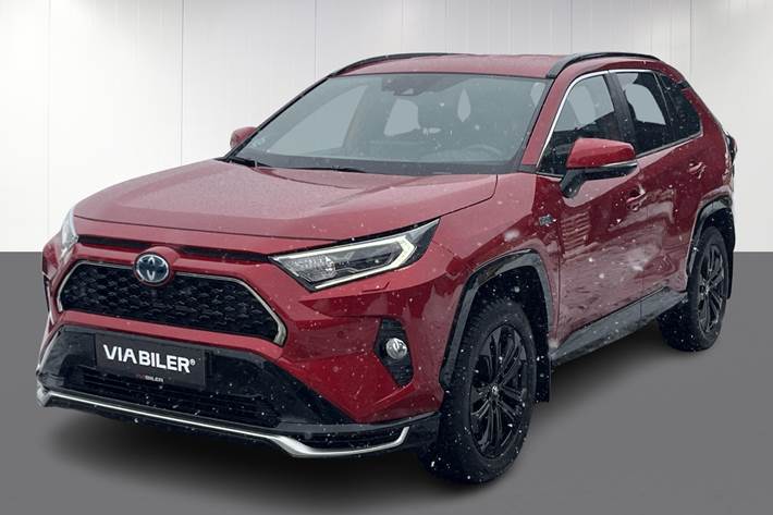 Rød Toyota RAV4 Plug-in fra 2021 set udefra