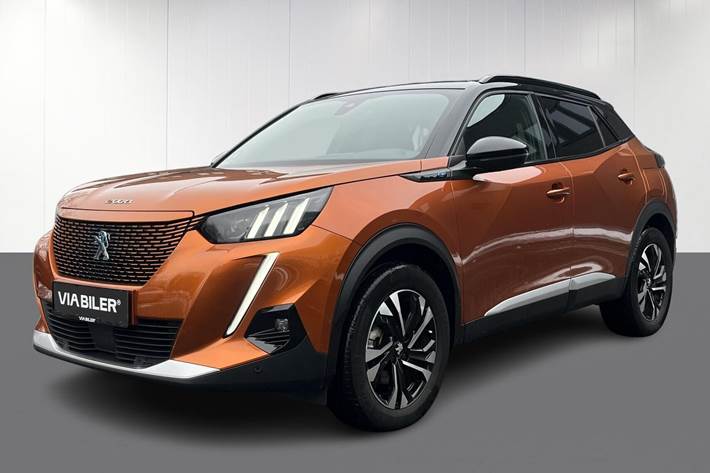 Orange Peugeot e-2008 fra 2021 set udefra