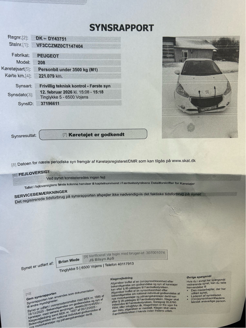 Hvid Peugeot 208 fra 2013