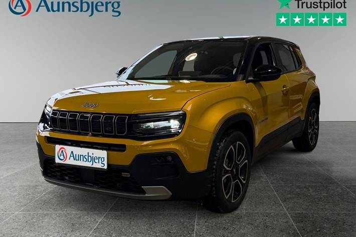 Gul Jeep Avenger fra 2023 set udefra