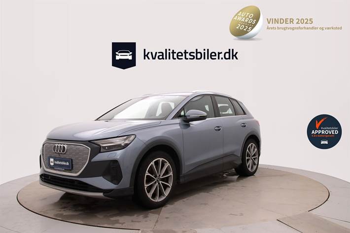 Blå Audi Q4 fra 2021 set udefra