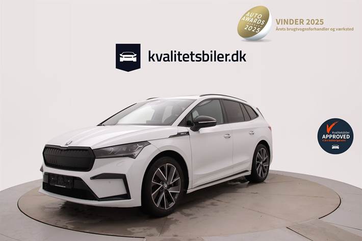 Hvid Skoda Enyaq fra 2022 set udefra