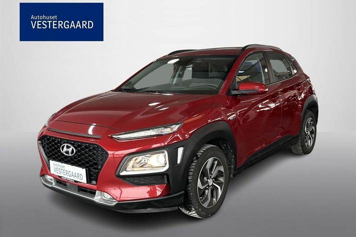 Rød Hyundai Kona fra 2020 set udefra