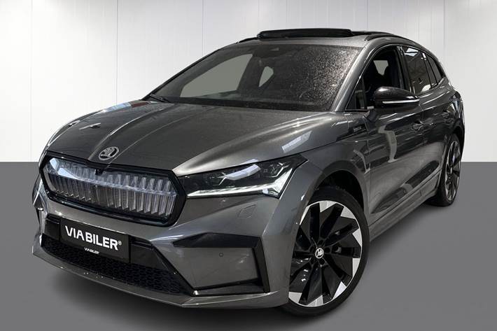 Grå Skoda Enyaq iV fra 2023 set udefra