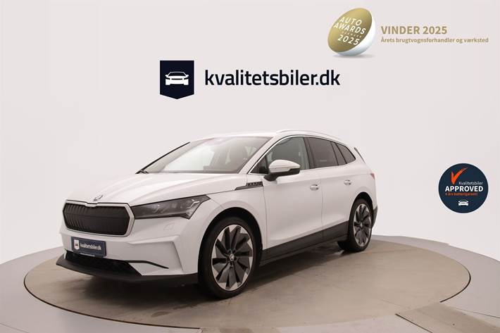 Hvid Skoda Enyaq fra 2022 set udefra