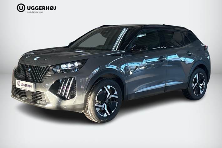 Grå Peugeot e-2008 fra 2025 set udefra