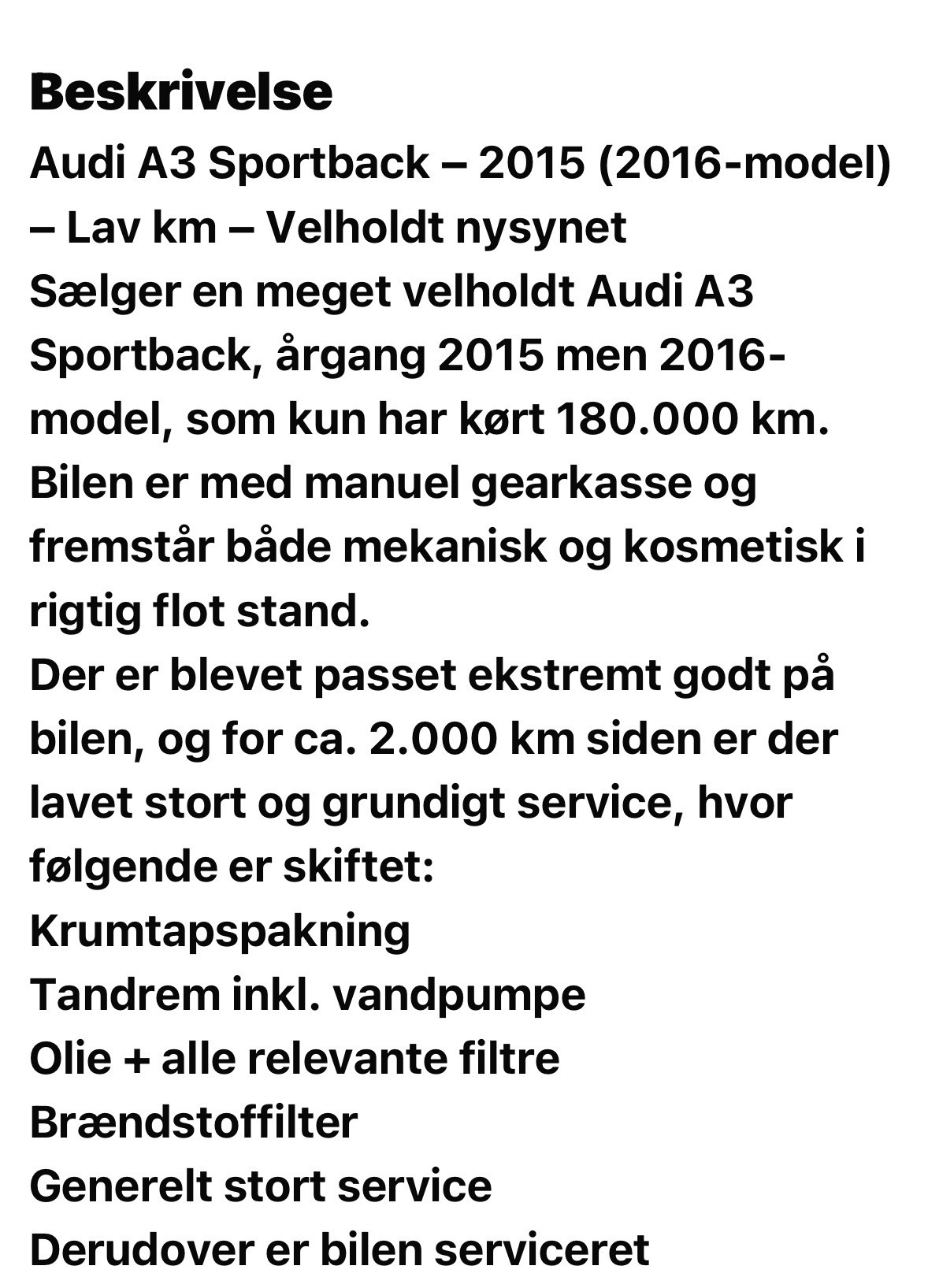 Hvid Audi A3 Sportback fra 2015