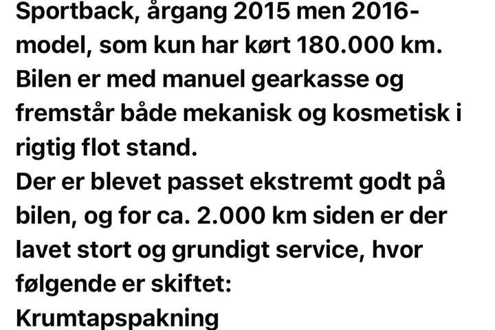 Hvid Audi A3 Sportback fra 2015