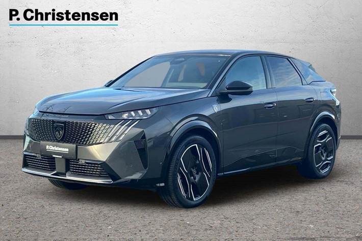 Grå Peugeot e-3008 fra 2025 set udefra