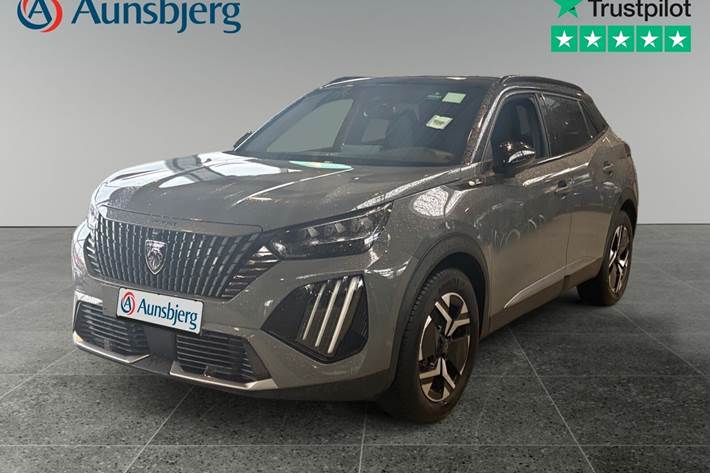 Grå Peugeot e-2008 fra 2025 set udefra