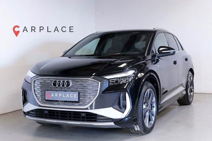 Sort Audi Q4 e-tron fra 2023 set udefra