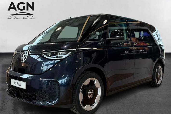 Blå VW ID.Buzz fra 2025 set udefra