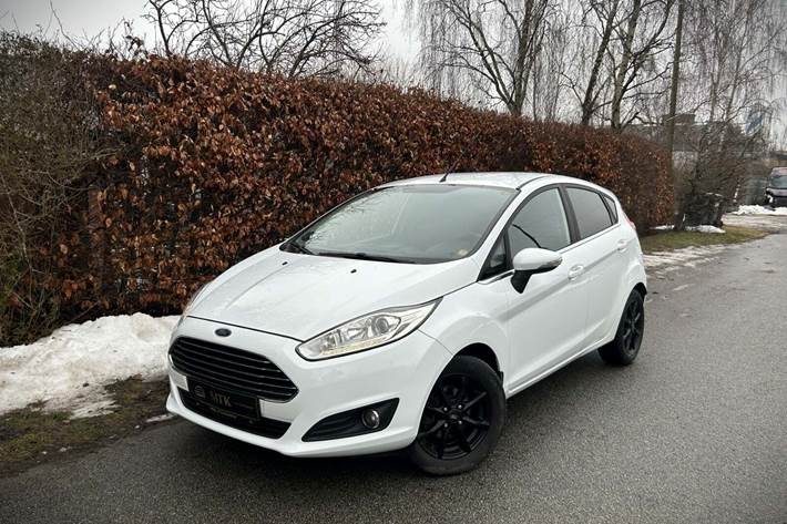 Hvid Ford Fiesta fra 2014 set udefra