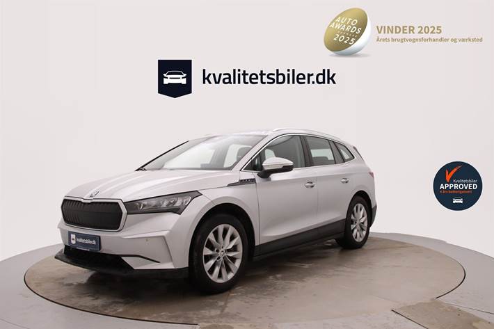 Sølv Skoda Enyaq fra 2021 set udefra
