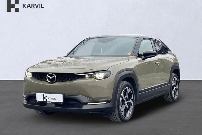 Grøn Mazda MX-30 fra 2024 set udefra