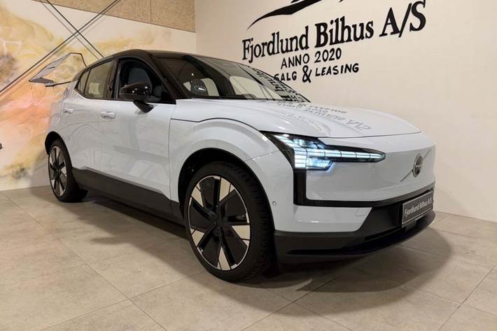 Blå Volvo EX30 fra 2024 set udefra