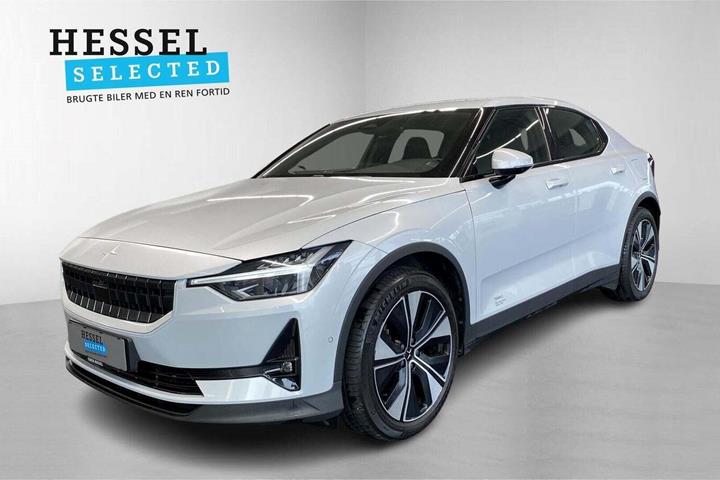 Hvid Polestar 2 fra 2023 set udefra