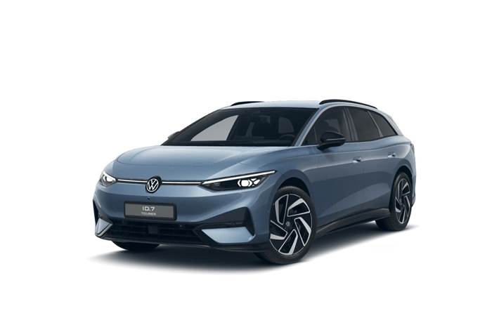 Blå VW ID.7 fra 2025 set udefra