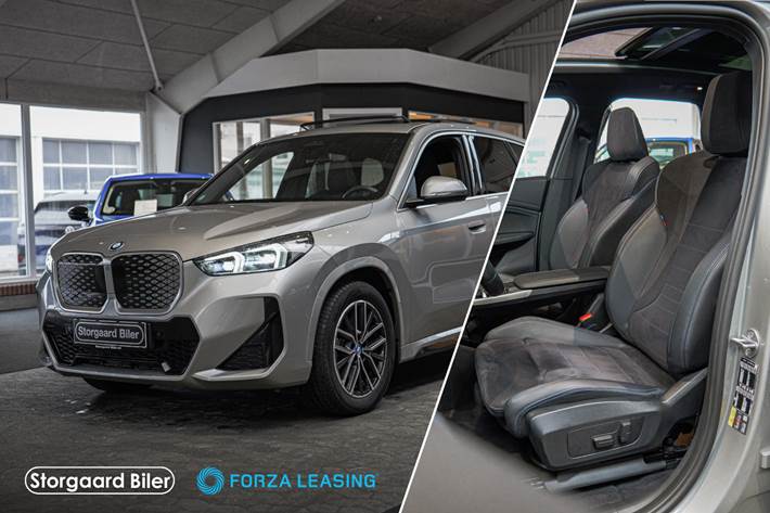 Sølv BMW iX1 fra 2024 set udefra